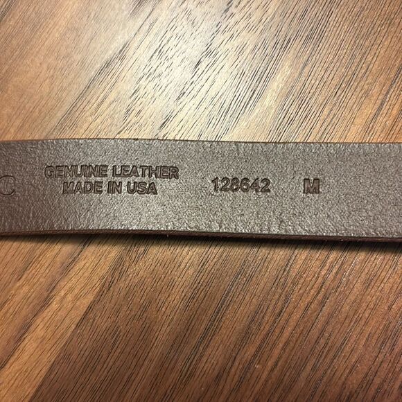 Banana Republic Tan Leather Belt with Gold Rectangle Buckle - M - Picture 5 of 8